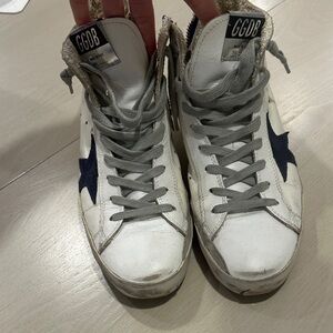 Golden Goose White and Navy High-Tops